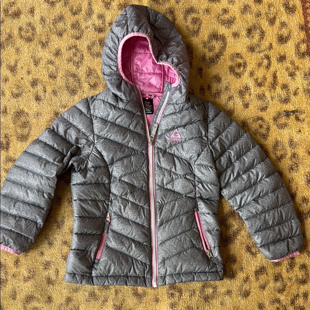 Gray and Pink Hooded Jacket